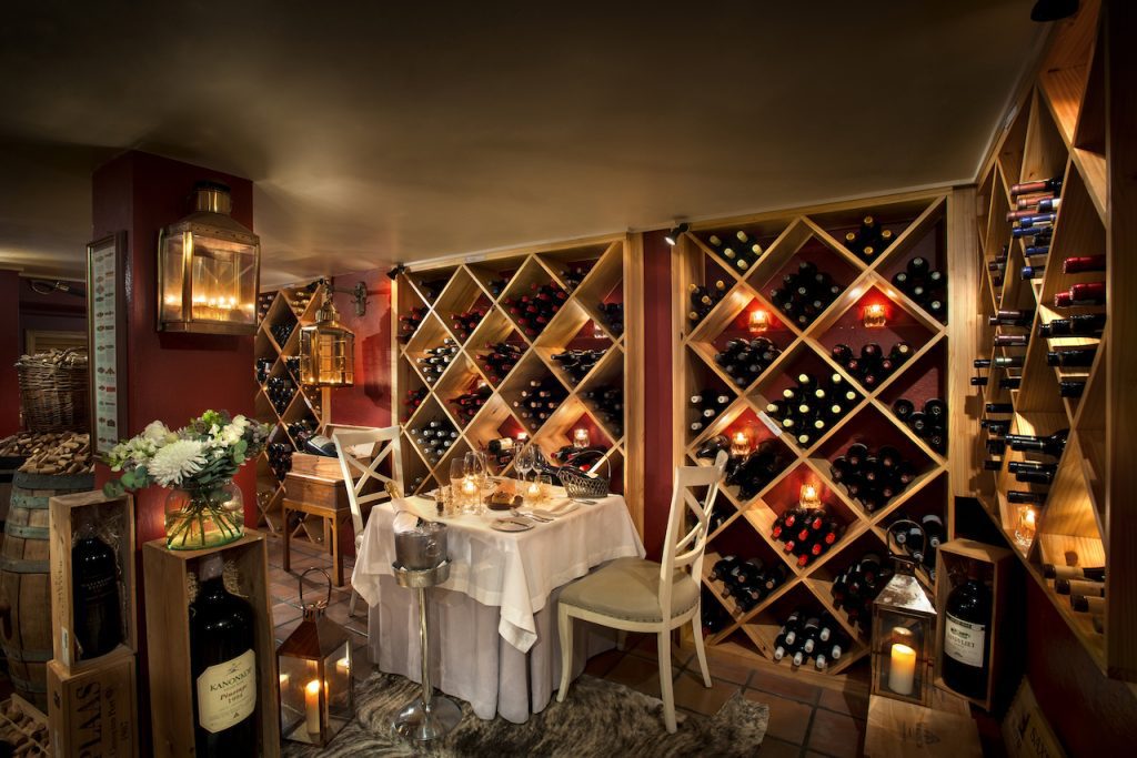 intimate wine cellar interior