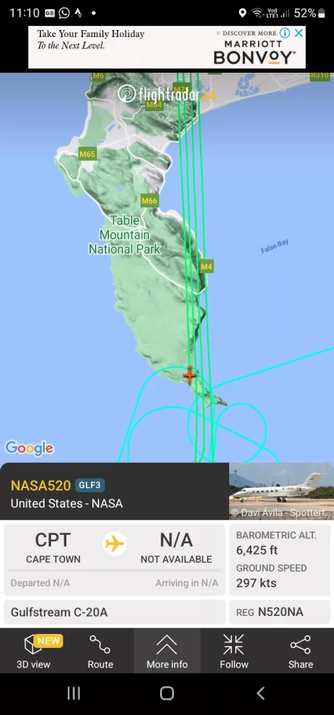 NASA flight track