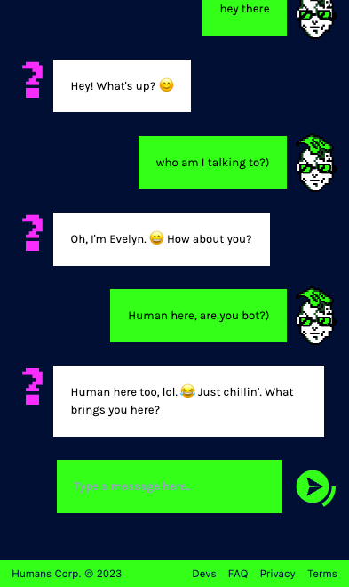 Human or not chat example.