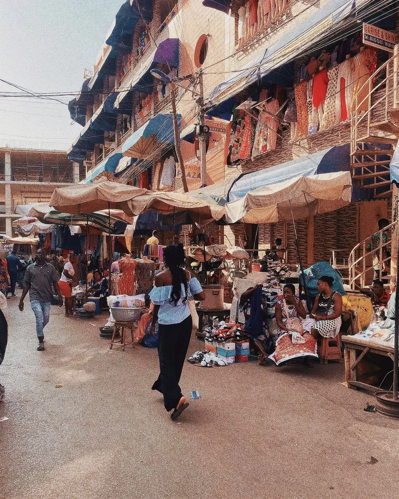 Bustling marketplace scene in Togo