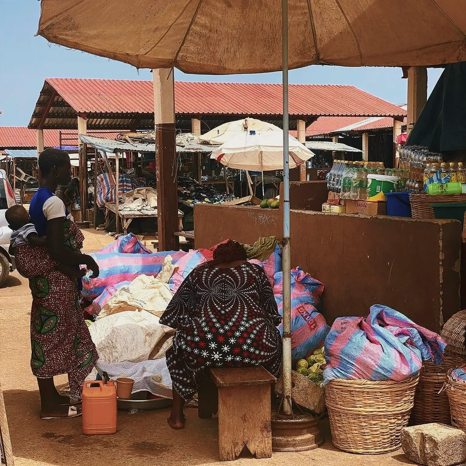 Vibrant hustle and bustle of an outdoor market in Togo