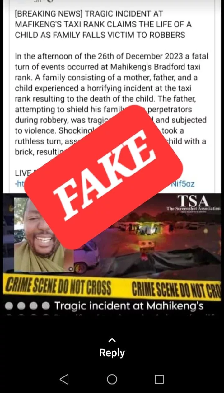 south african police false information